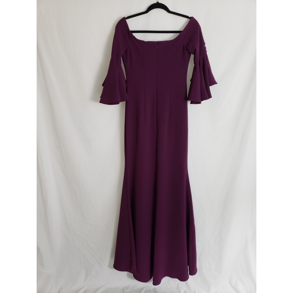 Vince Camuto Wine Off The Shoulder Bell Sleeve Cocktail Gown Dress Size 2 - Picture 4 of 9